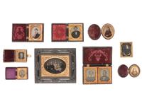 [EARLY PHOTOGRAPHY]. A group of albums, Union cases, wall frames, and other photograph housings.