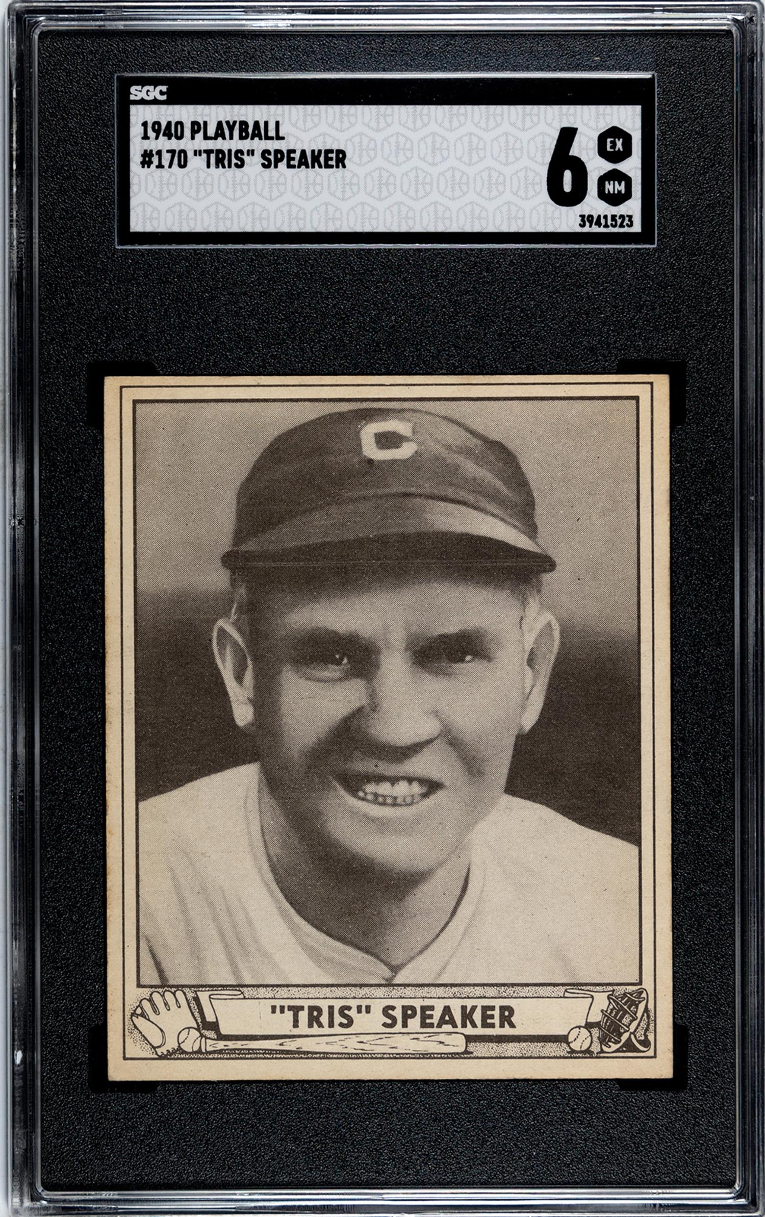A 1940 Play Ball Tris Speaker Baseball Card No. 170 (SGC 6 EX/NM)