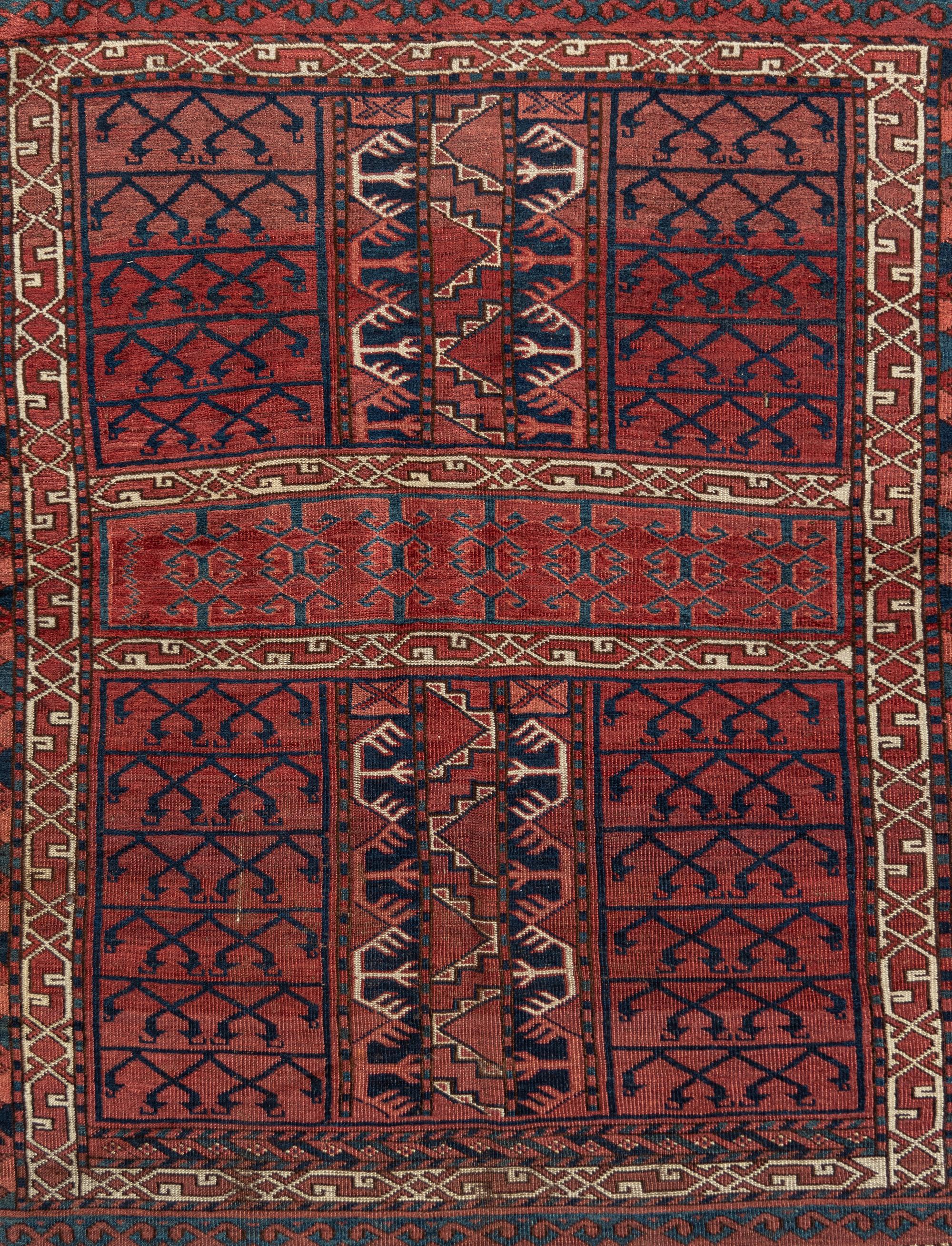 A Turkoman Hatchli Wool Rug