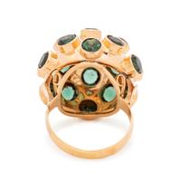 YELLOW GOLD AND GREEN TOURMALINE SPUTNIK RING