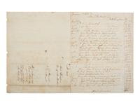 [ENSLAVEMENT & ABOLITION]. Manuscript document from Scott Thompson to Ida S. Outlaw regarding the hiring of 7 enslaved persons "which were hired to the highest bidder of Brooksville." Noxubee County, MS, 1 January 1864.