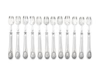 A Set of Twelve French Silver "Baguette and Shield" Oyster Forks