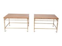 A Pair of Tommy Parzinger Style Mid Century Walnut Low Tables — 20TH CENTURY