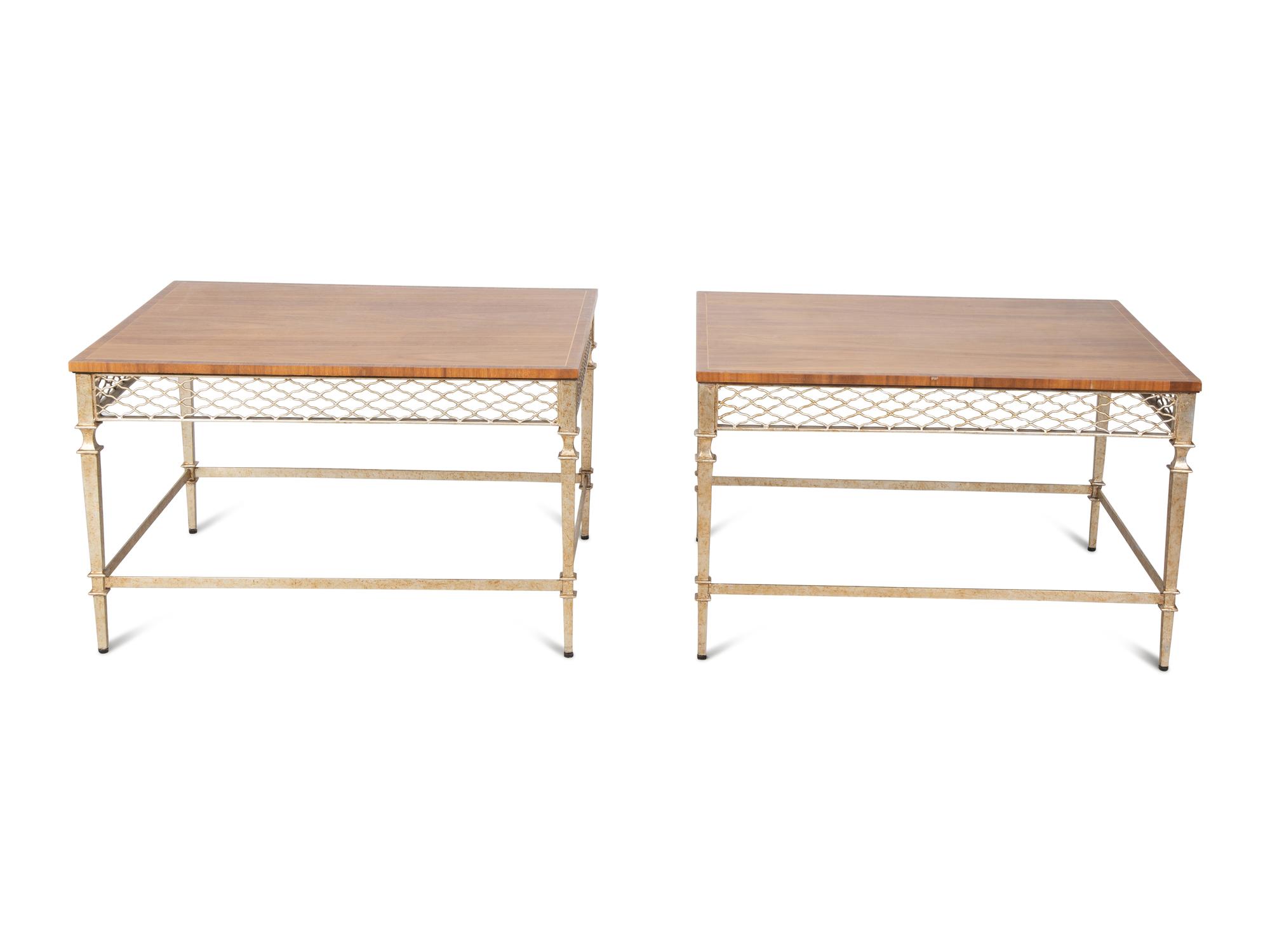 A Pair of Tommy Parzinger Style Mid Century Walnut Low Tables — 20TH CENTURY