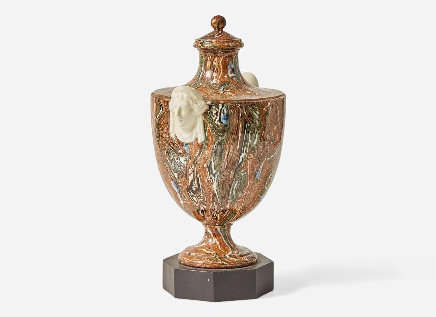A Neale & Co. Agateware Vase and Cover, UK, 1780s