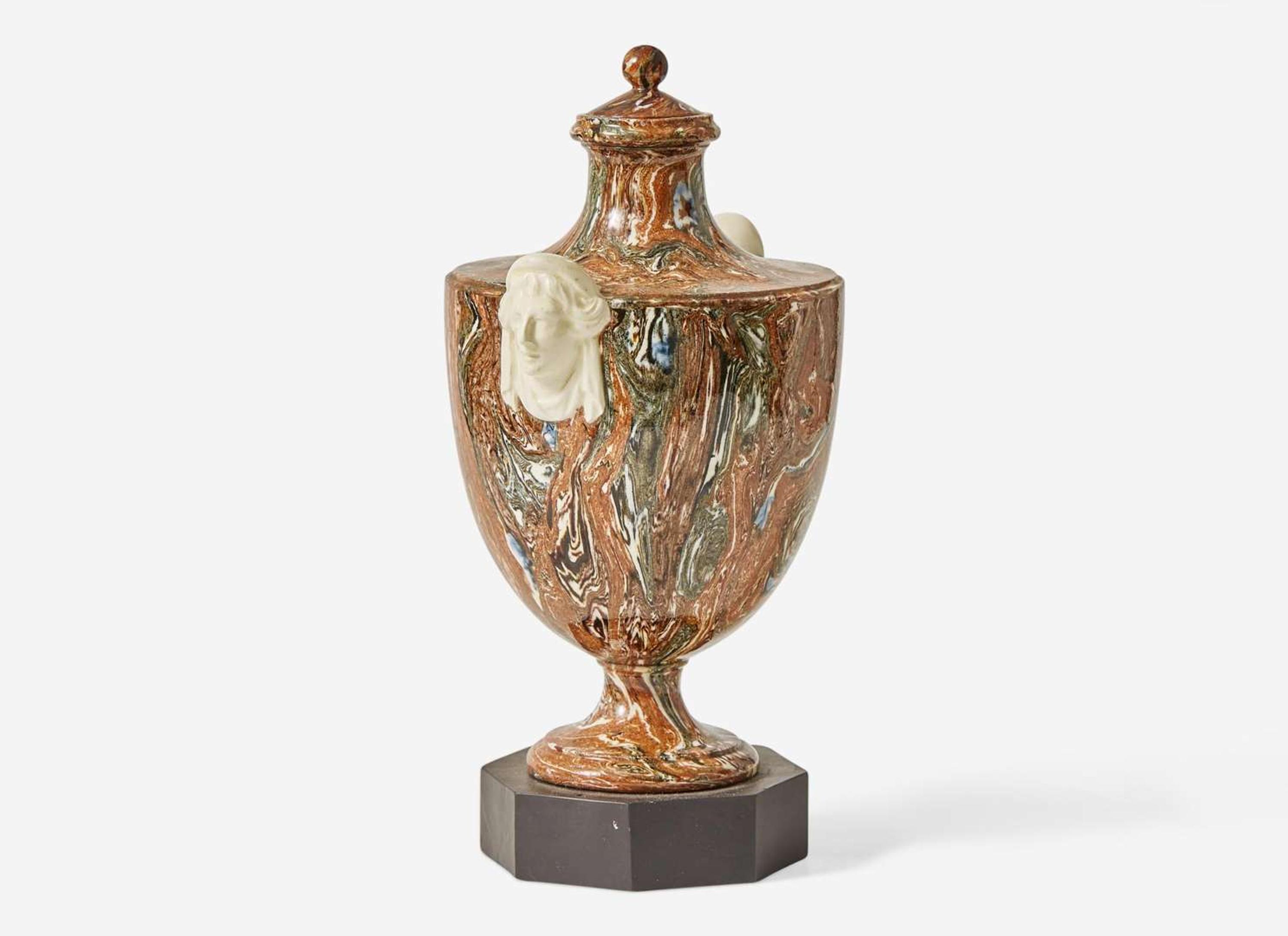 A Neale & Co. Agateware Vase and Cover, UK, 1780s