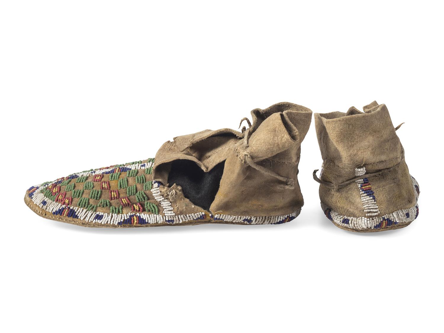 Sioux Beaded Buffalo Hide Hightop Moccasins