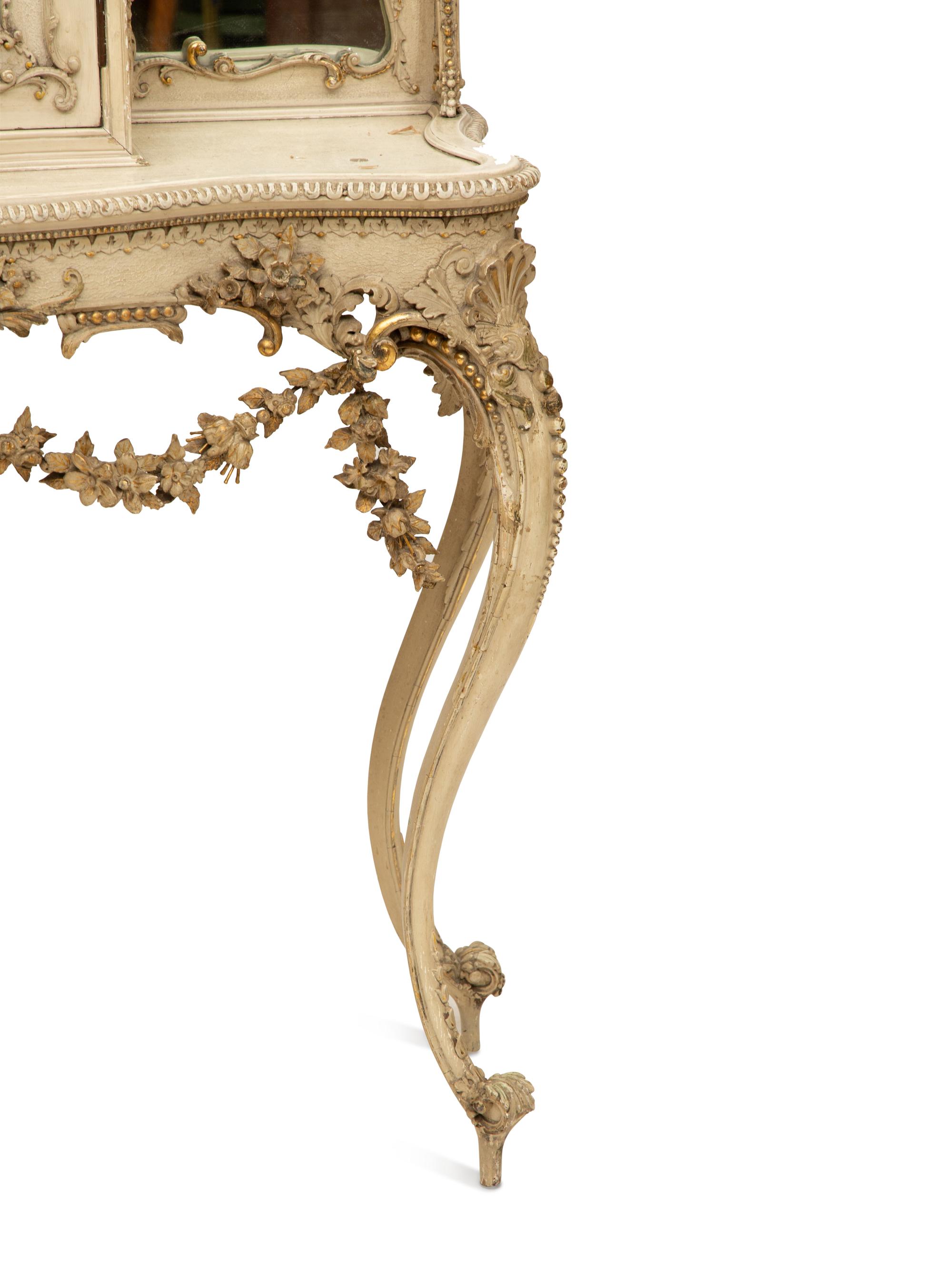 An Italian Rococo Style Gray Painted and Parcel Gilt Vitrine Table — 19th/20th Century