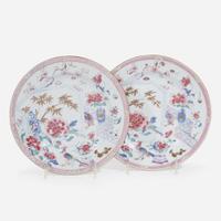 A pair of Chinese Export porcelain Famille Rose plates 19th century