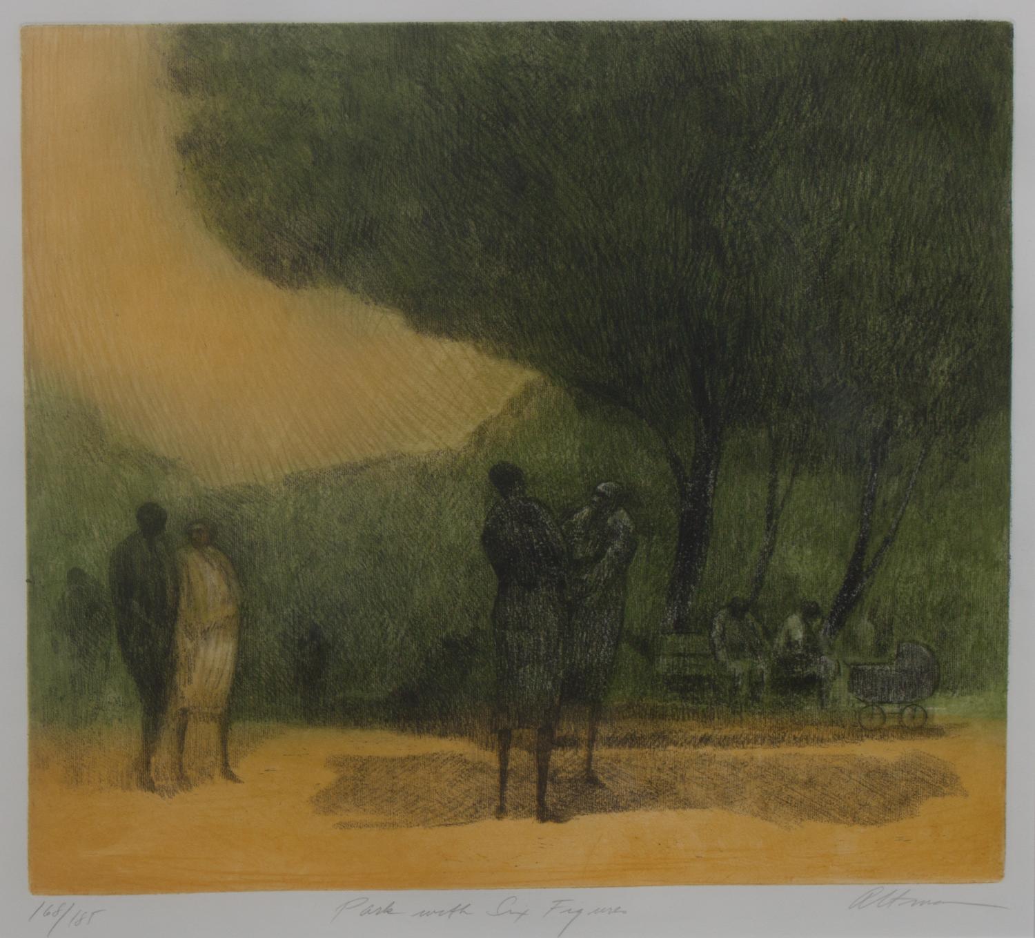 Harold Altman, (American, 1924-2003), Park with Six Figures and November 1979 (two works)