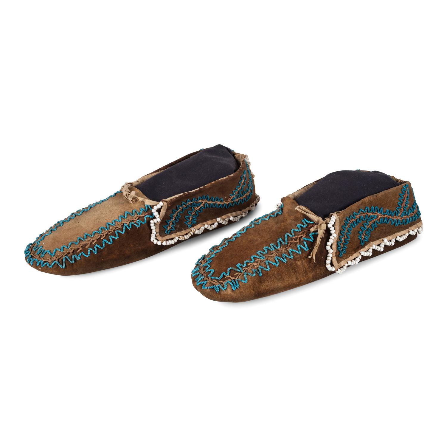 Huron and Haudenosaunee Beaded Hide Moccasins
