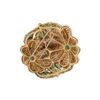 SABBADINI, DIAMOND AND EMERALD BROOCH