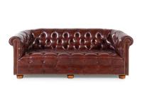 A Faux Leather Button-Tufted Chesterfield Sofa