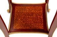 A Pair of Louis XV Style Gilt Bronze Mounted Marquetry Marble-Top Side Tables