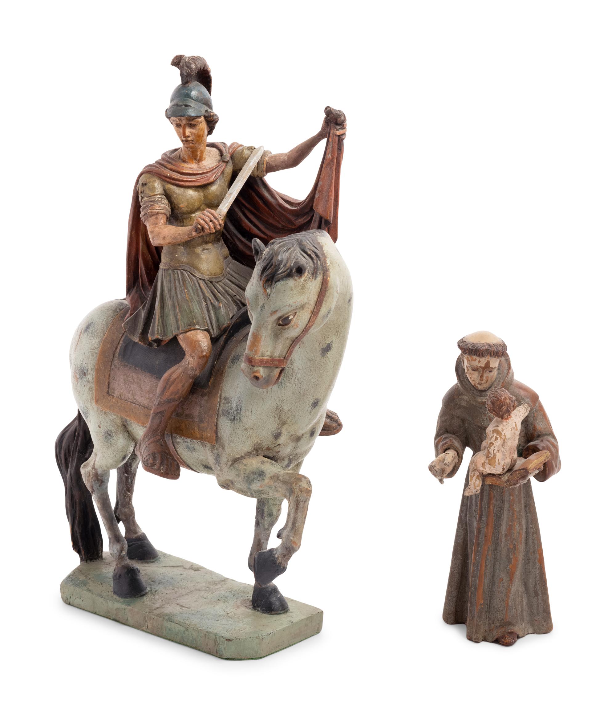 Two Continental Carved and Painted Wood Figures