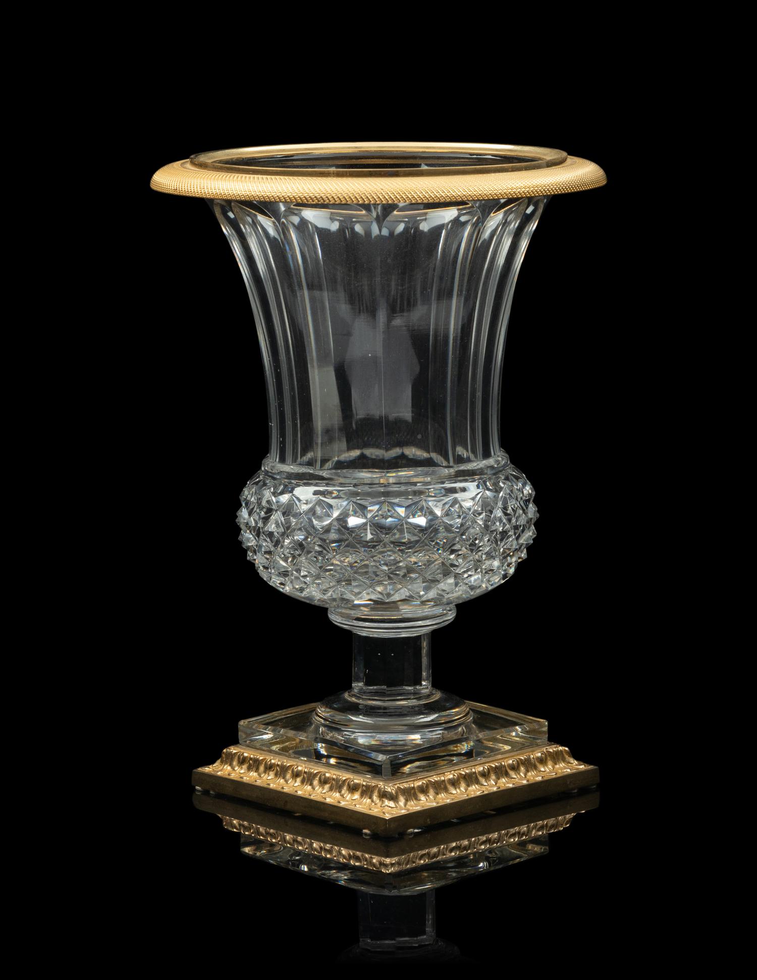 A French Gilt Bronze Mounted Cut Glass Vase