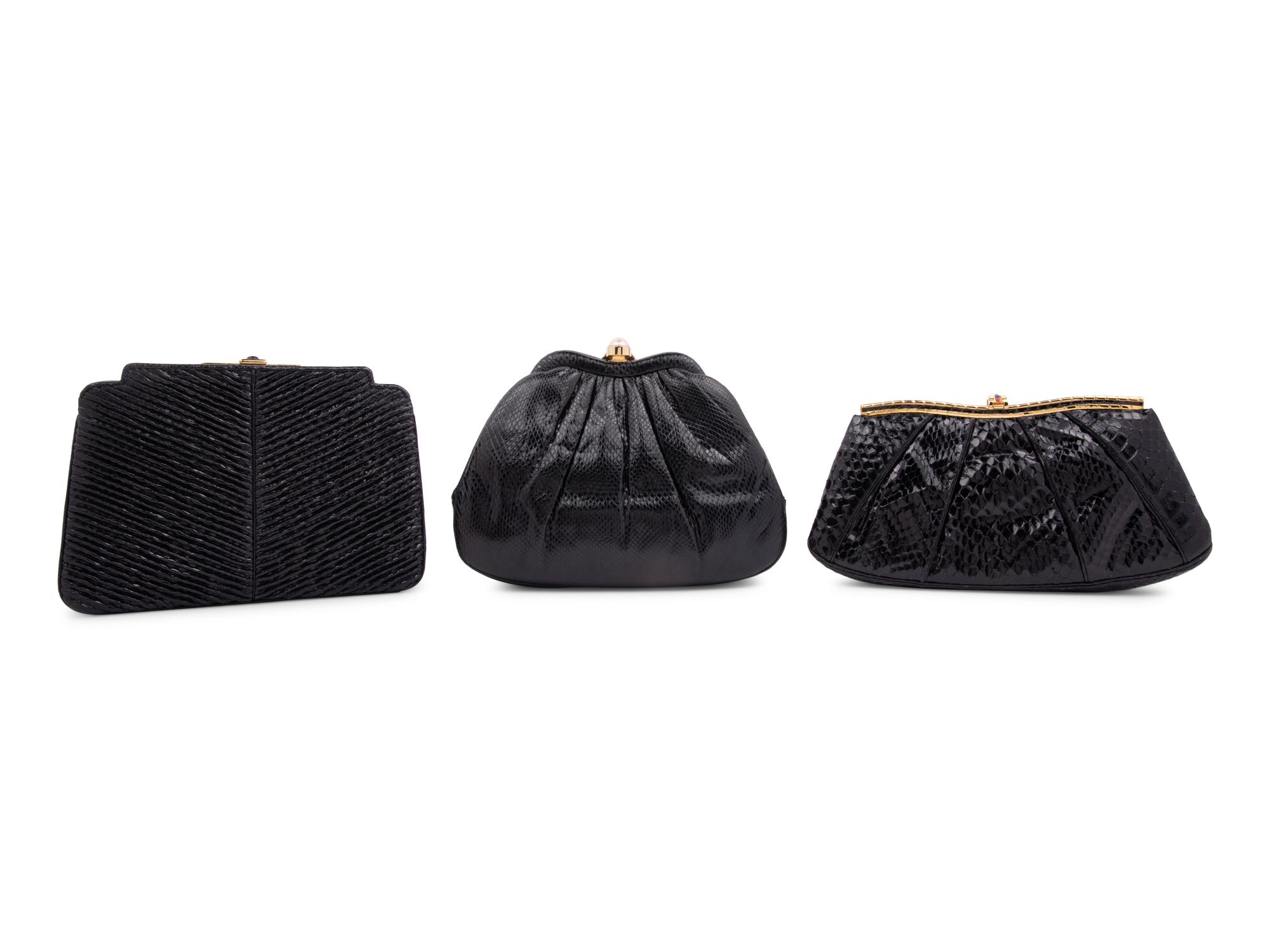 Three Judith Leiber Exotic Skin Clutches