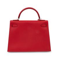 Red Hermès Epsom Leather Kelly 32 with Strap, 2014