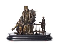A French Bronze Seated Figure of Benjamin Franklin with His Electrical Amusements