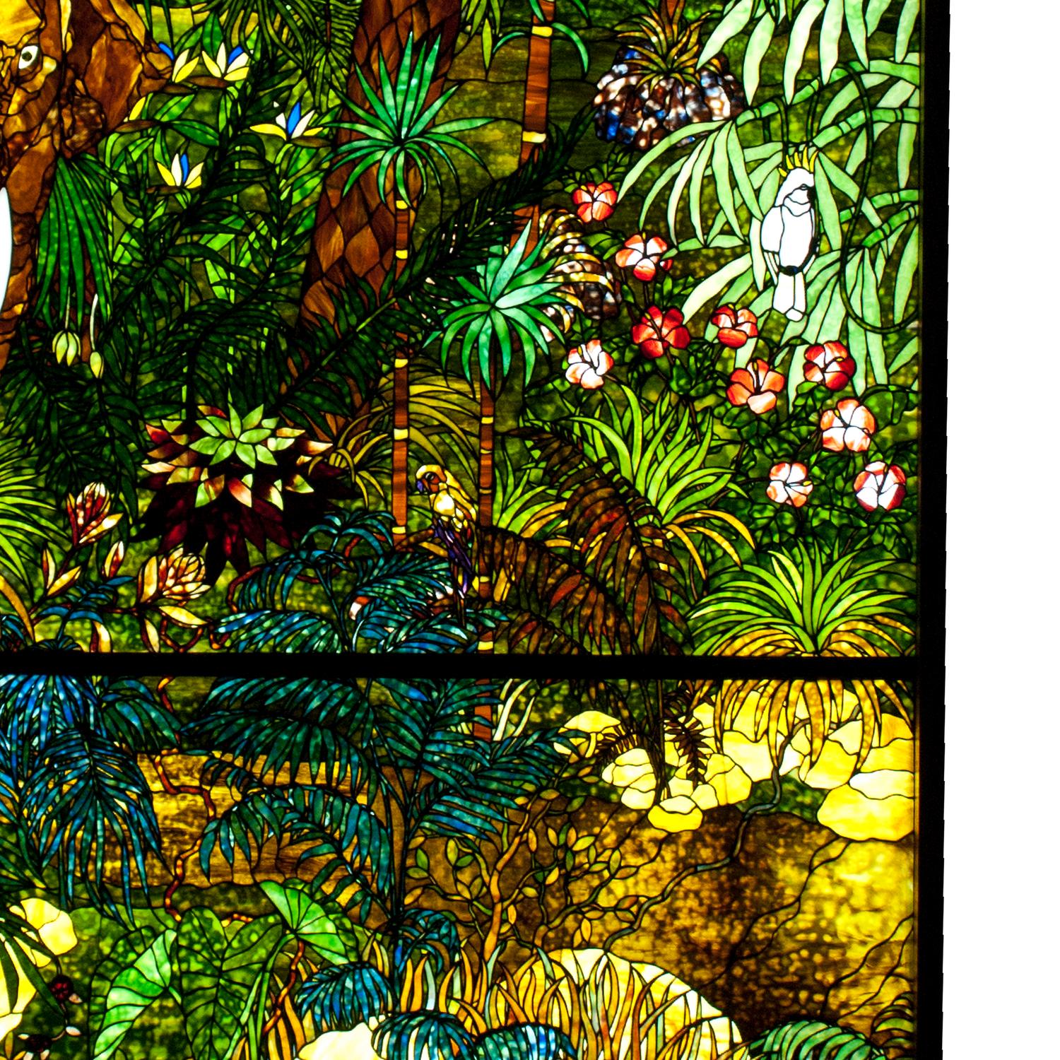 A Mark Bogenrief "Jungle" Stained Glass Window 115.5" W x 140" H — United States, 2015