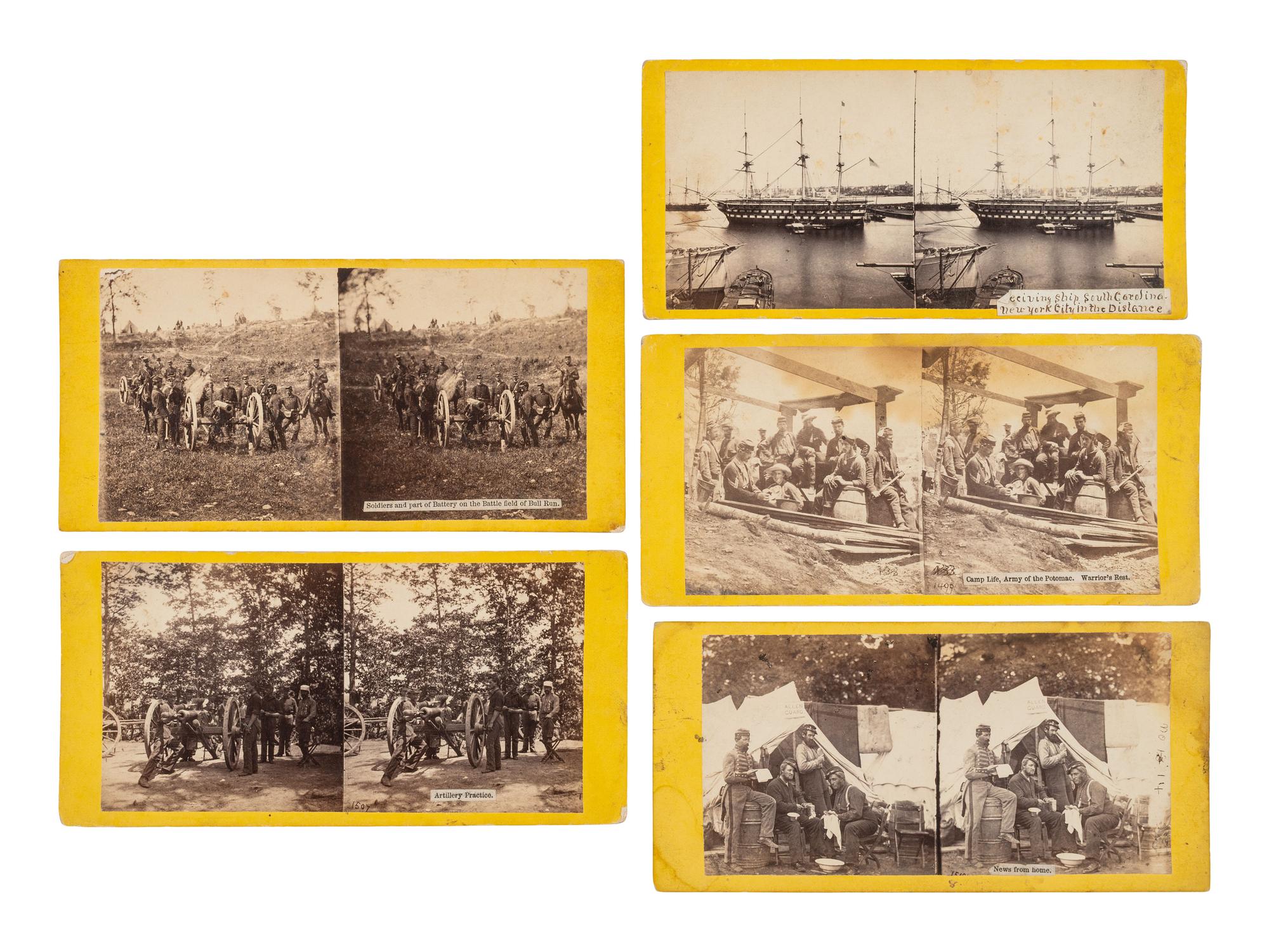 [CIVIL WAR]. A group of 23 fine early war views, incl. camp scenes, artillery, and battlefield images.