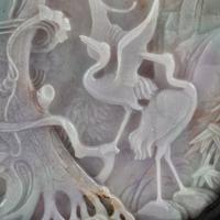 A Chinese Carved Jadeite and Hardwood Table Screen