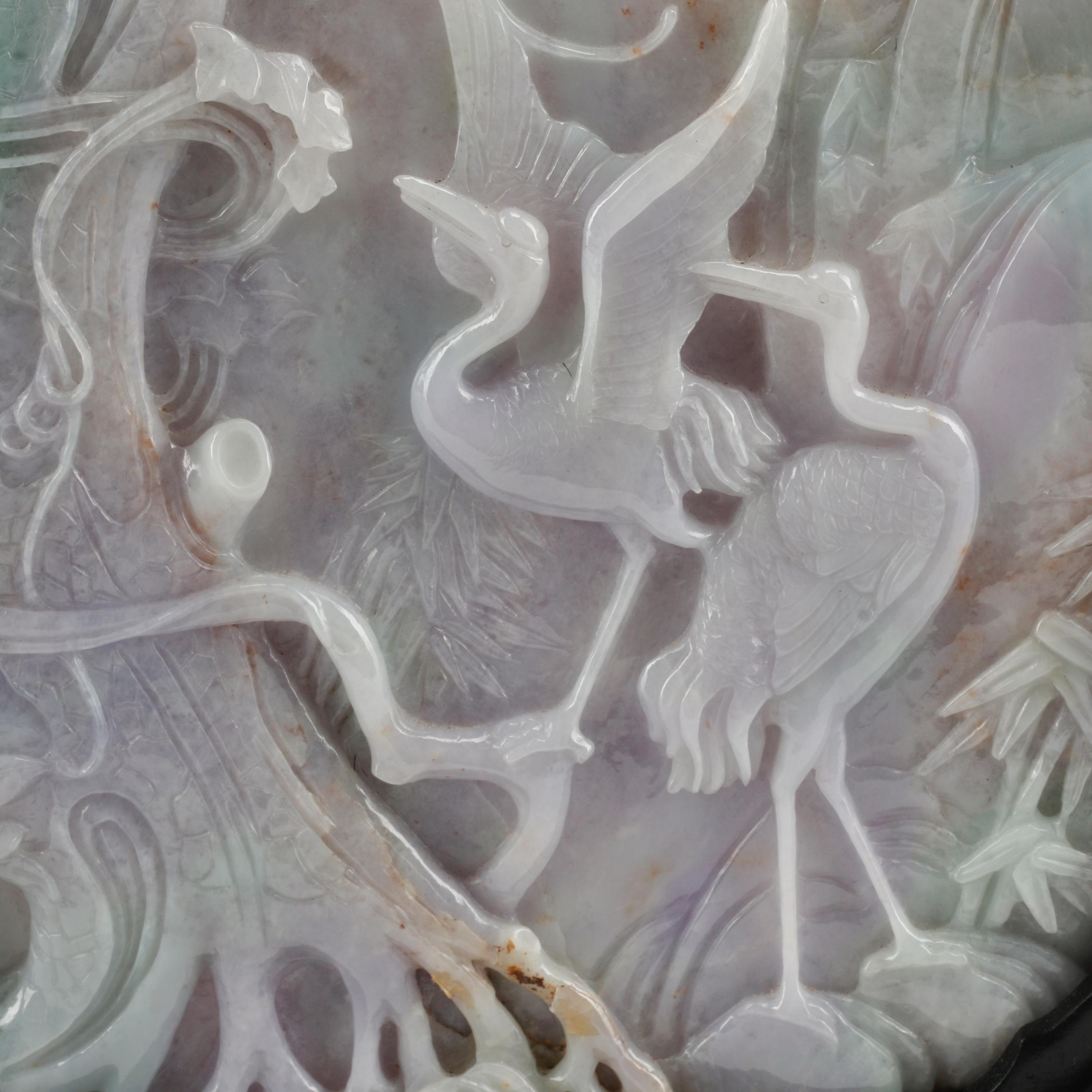 A Chinese Carved Jadeite and Hardwood Table Screen
