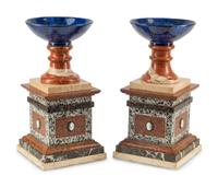 A Pair of Grand Tour Style Vari-Color Marble and Lapis Lazuli Table Ornaments