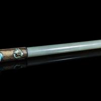 Two Chinese Opium Pipes and One Silver Opium Lamp, Late Qing-Republic Period 晚清-民國 烟槍、煙燈兩套