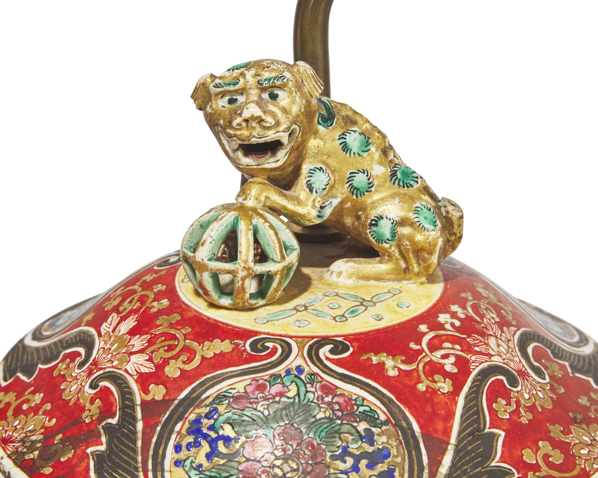 A pair of Japanese porcelain jars mounted as lamps, the jars late 19th century