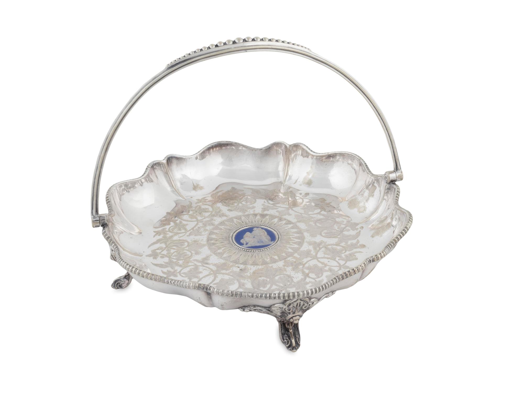 An English Silverplate Basket with Wedgwood Insert — Unknown Maker, Early 20th Century