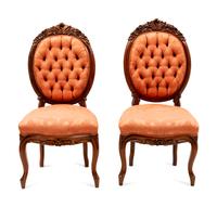 A Pair of Rococo Revival Mahogany Side Chairs