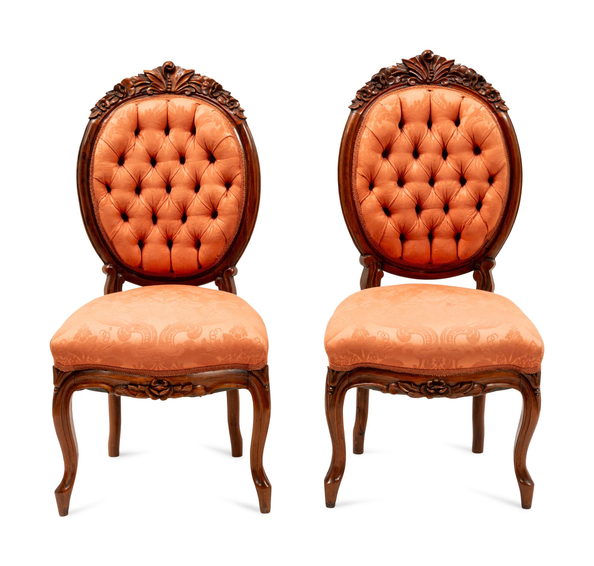 A Pair of Rococo Revival Mahogany Side Chairs