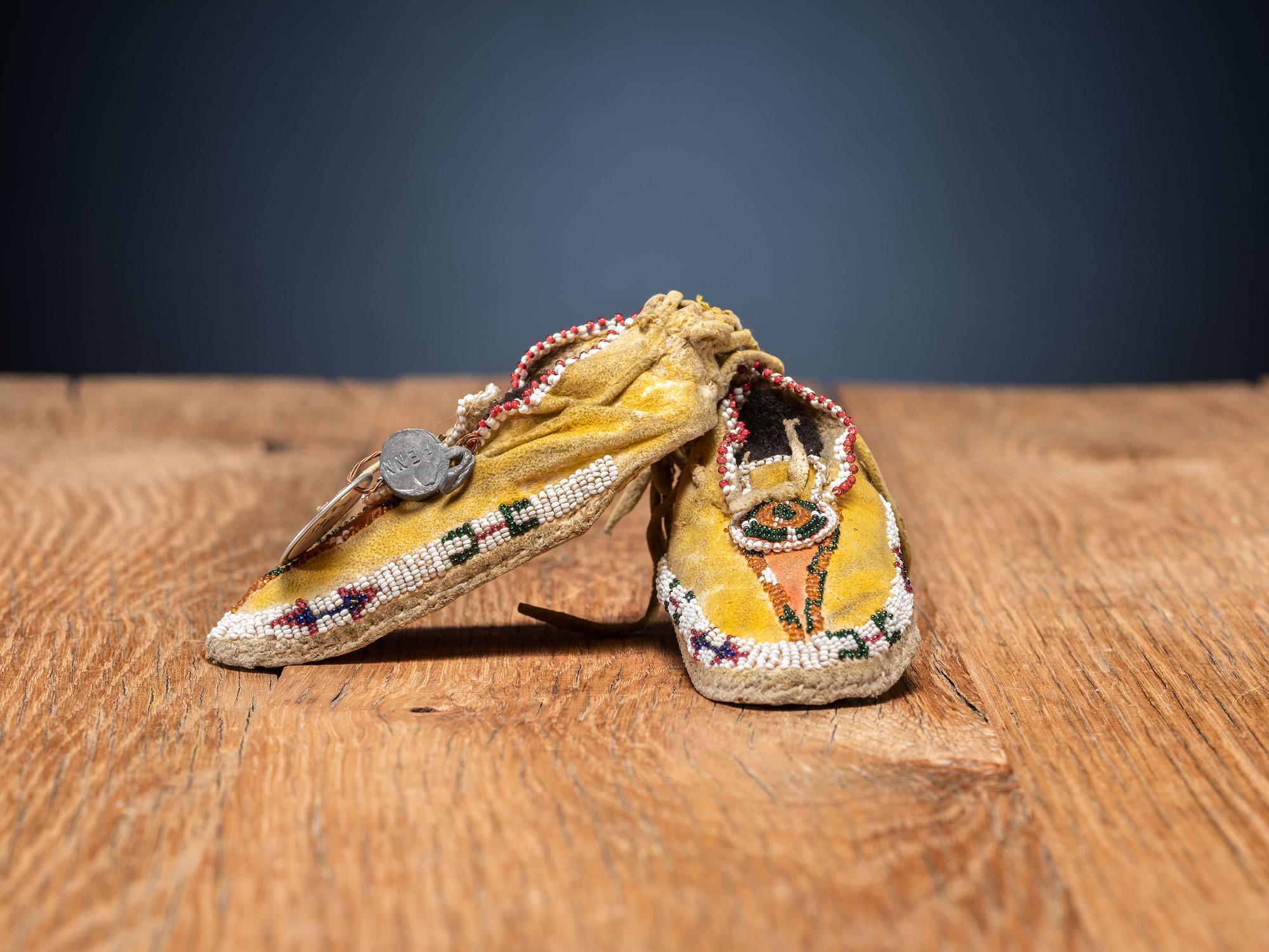 Kiowa Child's Beaded Hide Moccasins