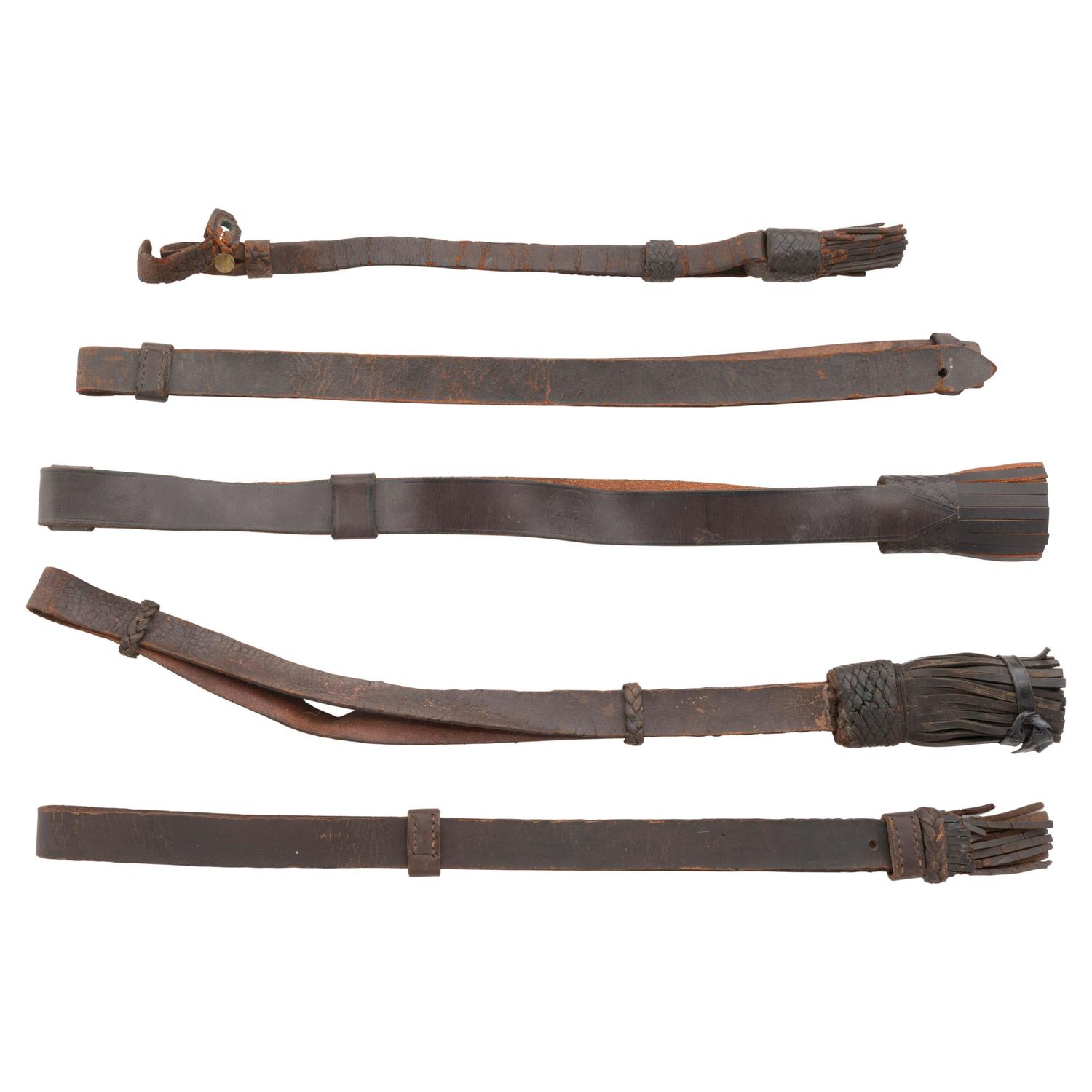 Group of 5 Leather Sword Knots - Mostly Civil War Era