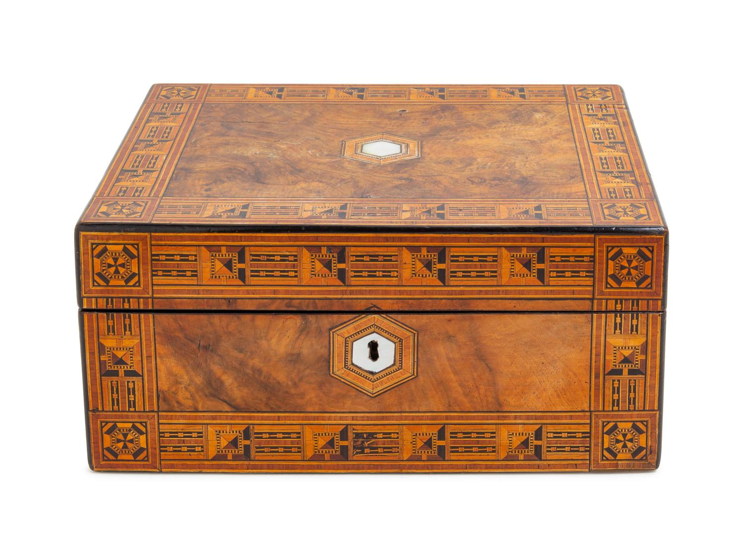 An English Tunbridge Ware Work Box — 19TH CENTURY