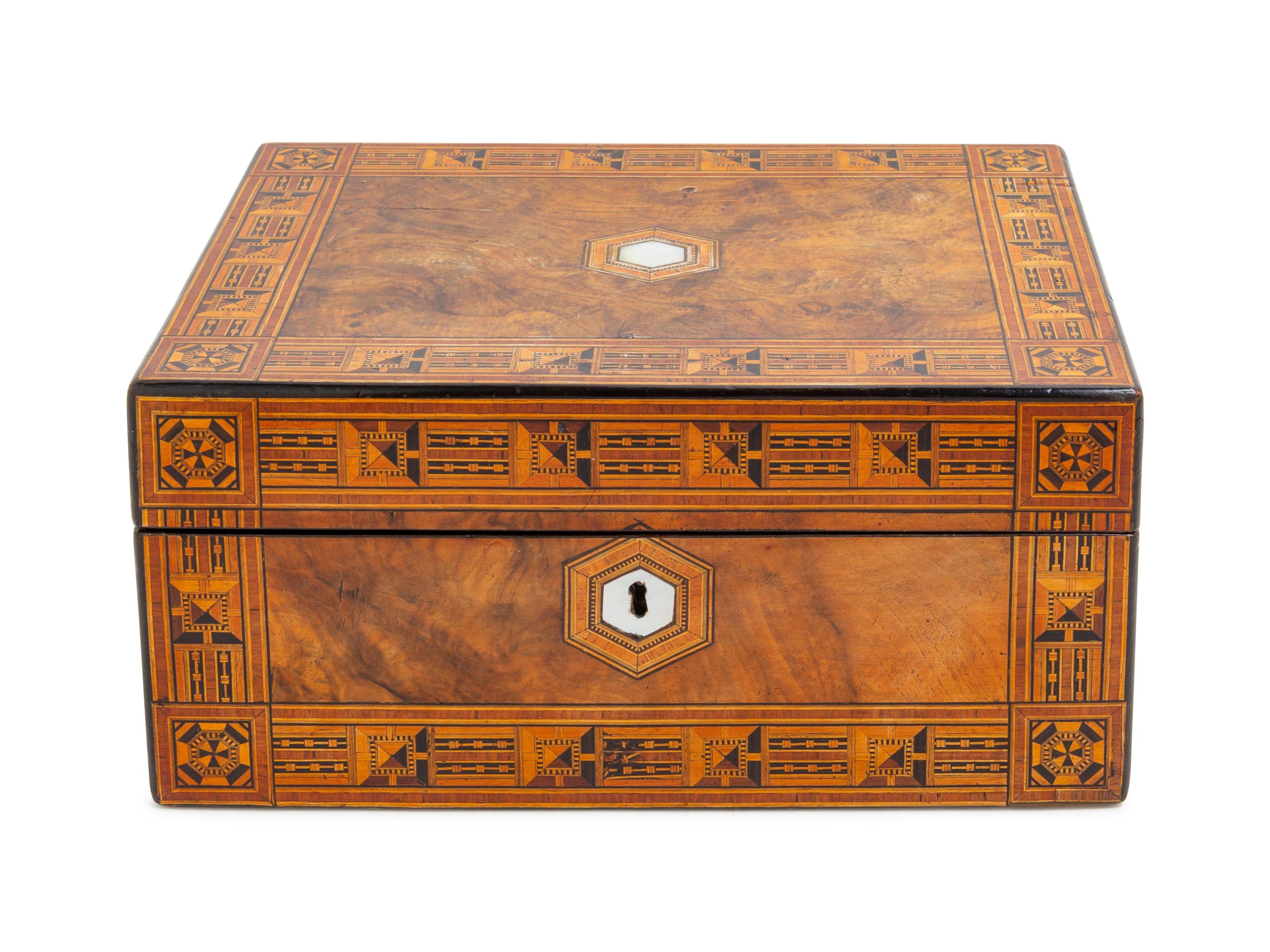An English Tunbridge Ware Work Box — 19TH CENTURY