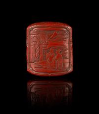 A Cinnabar Lacquer Four-Case Inro