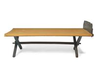A Folding Painted Poplar and Oak Camp Bed or Cot