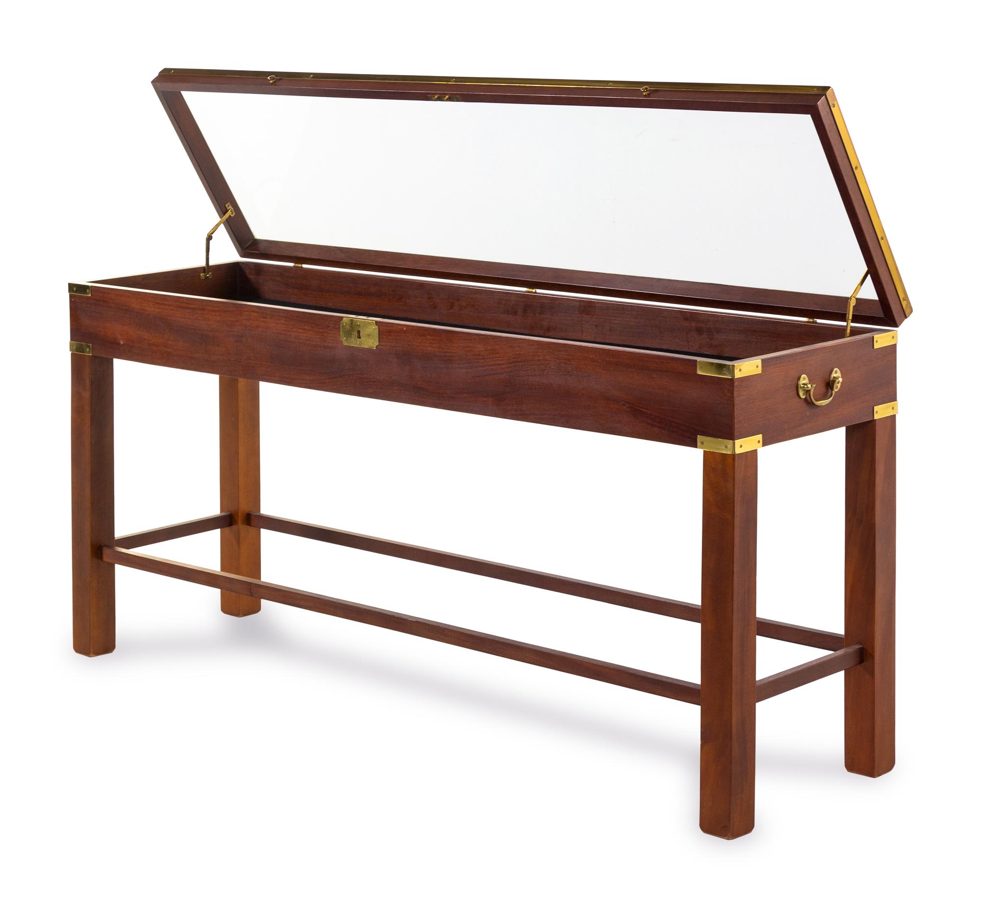 A George III Style Brass Mounted Mahogany Vitrine Table