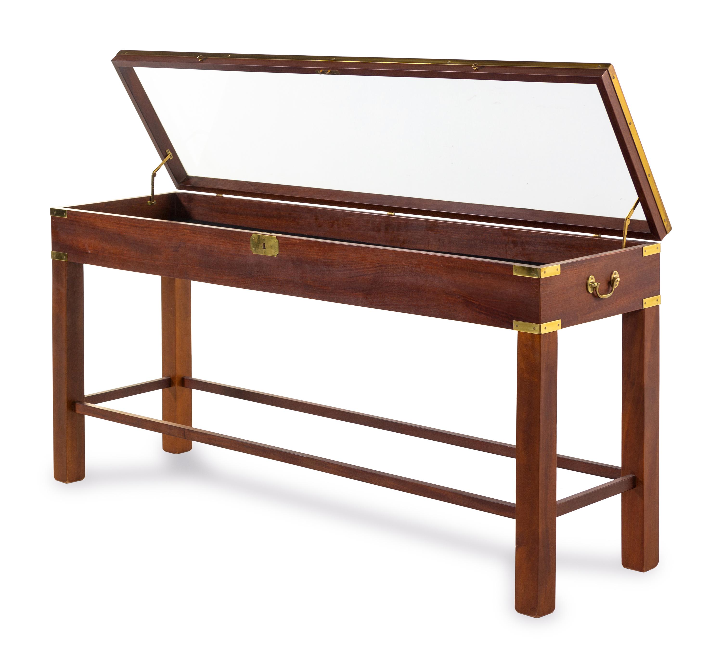 A George III Style Brass Mounted Mahogany Vitrine Table