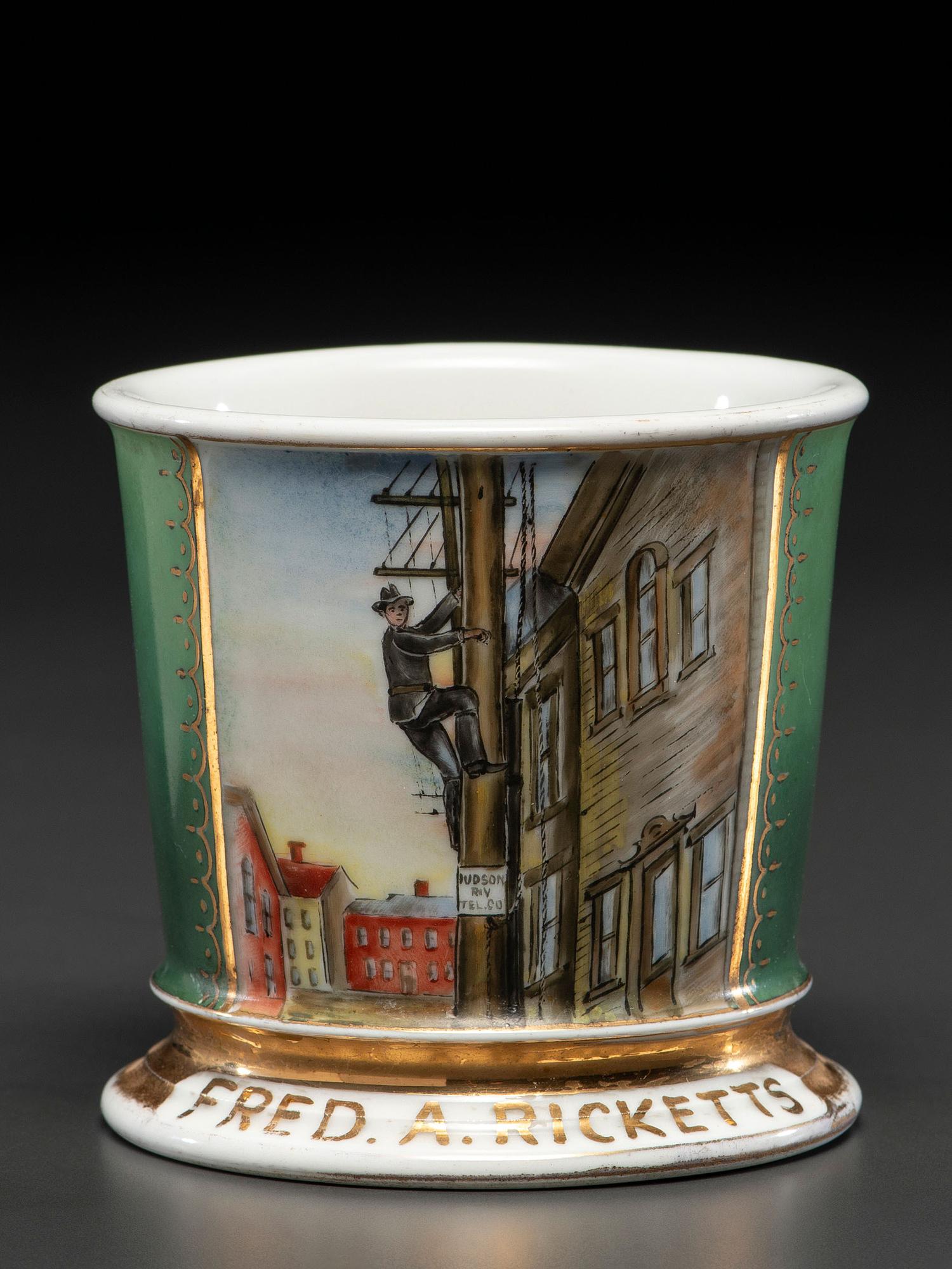 A Telephone Linesman's Porcelain Occupational Shaving Mug