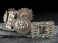 Navajo Silver and Turquoise Concha Belt