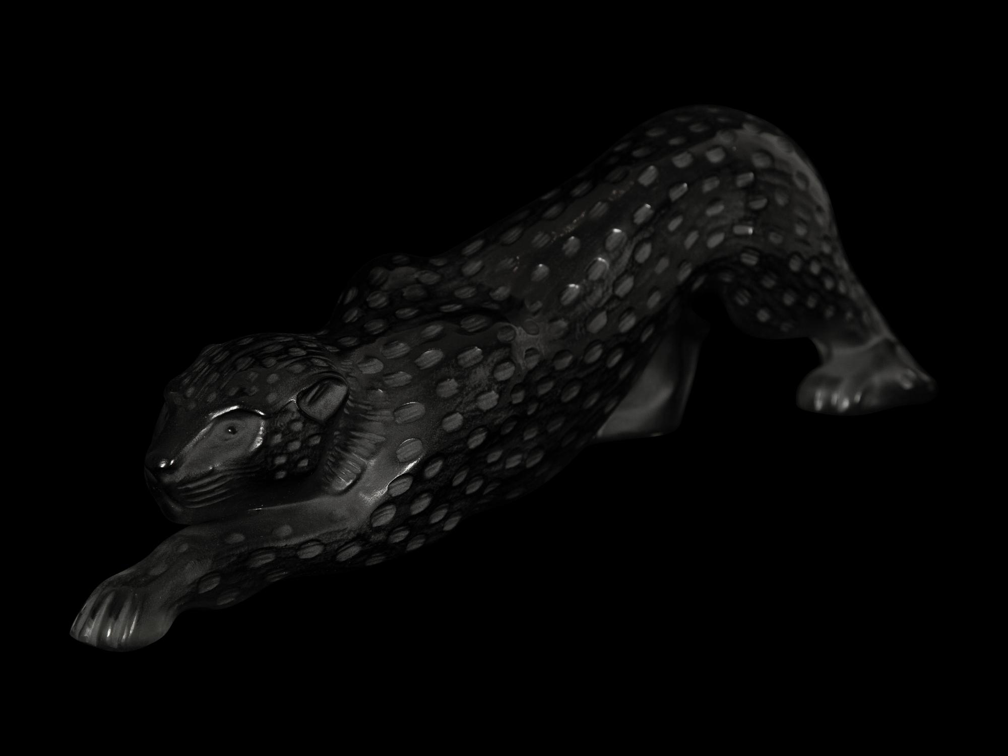 Two Lalique Zeila Panther Sculptures