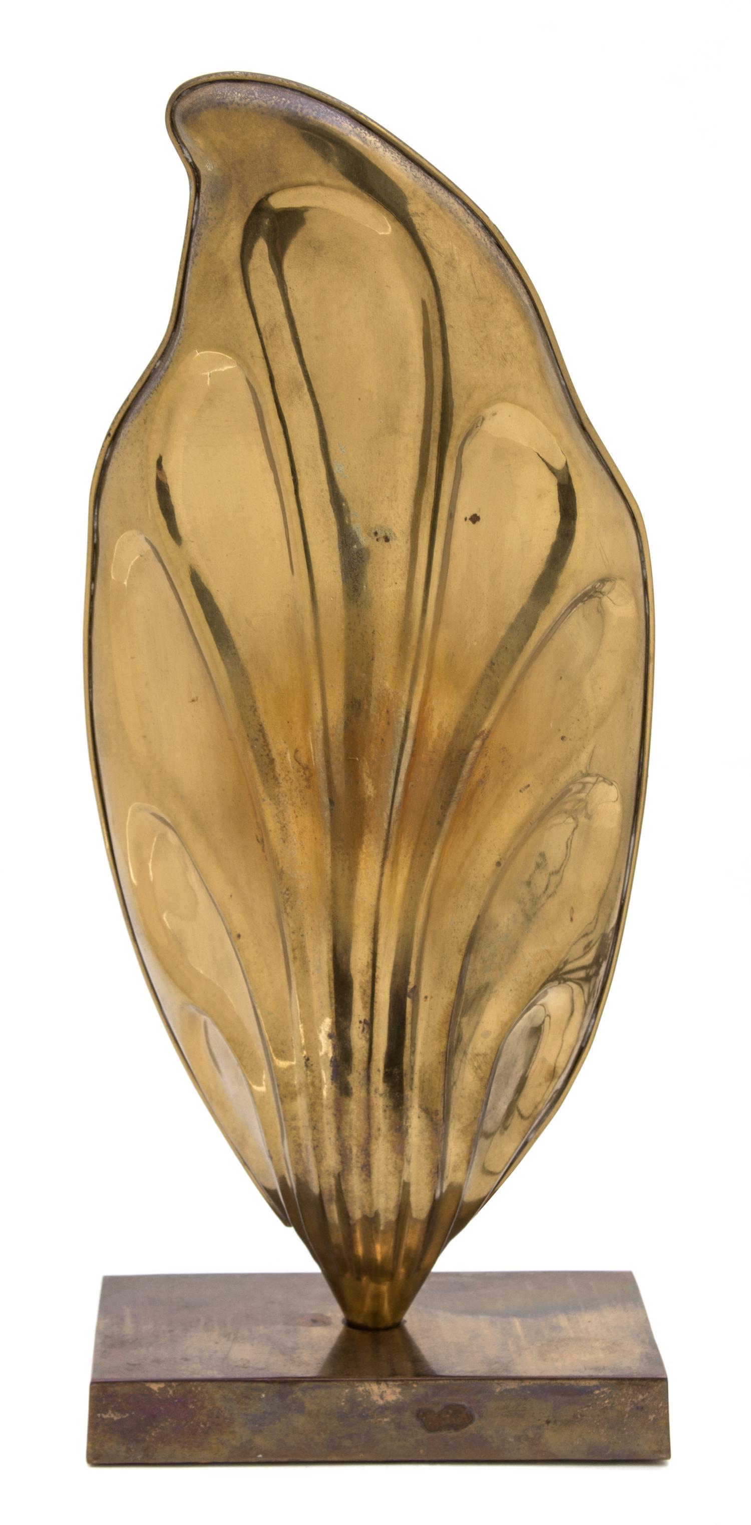 A Brass Leaf-Form Table Lamp Height 13 1/2 inches. — 20TH CENTURY