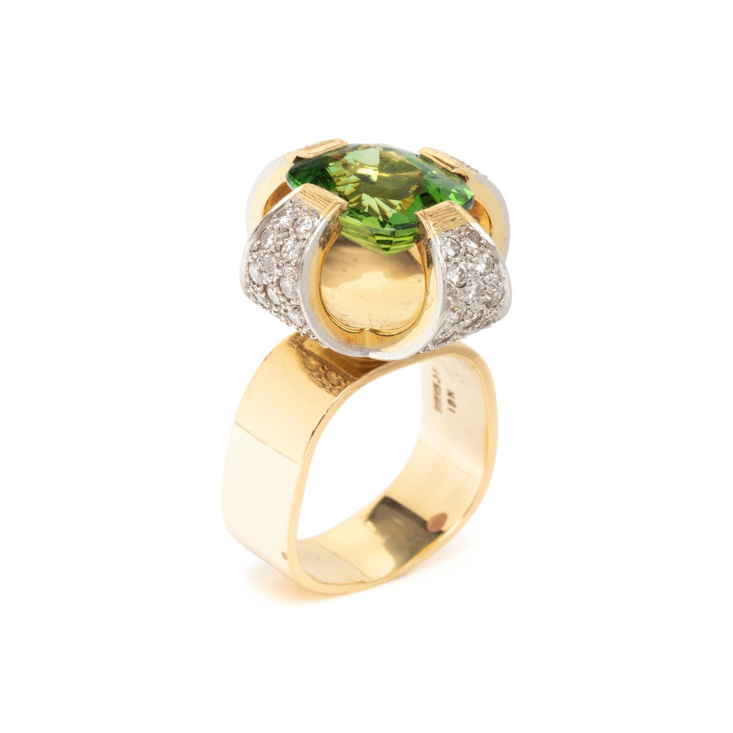 BIRKS, TOURMALINE AND DIAMOND RING