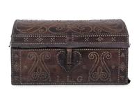 A Continental Nailhead Embossed Leather Trunk