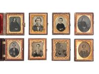 [EARLY PHOTOGRAPHY]. 42 ninth plate ambrotypes and tintypes of men, women, & children.