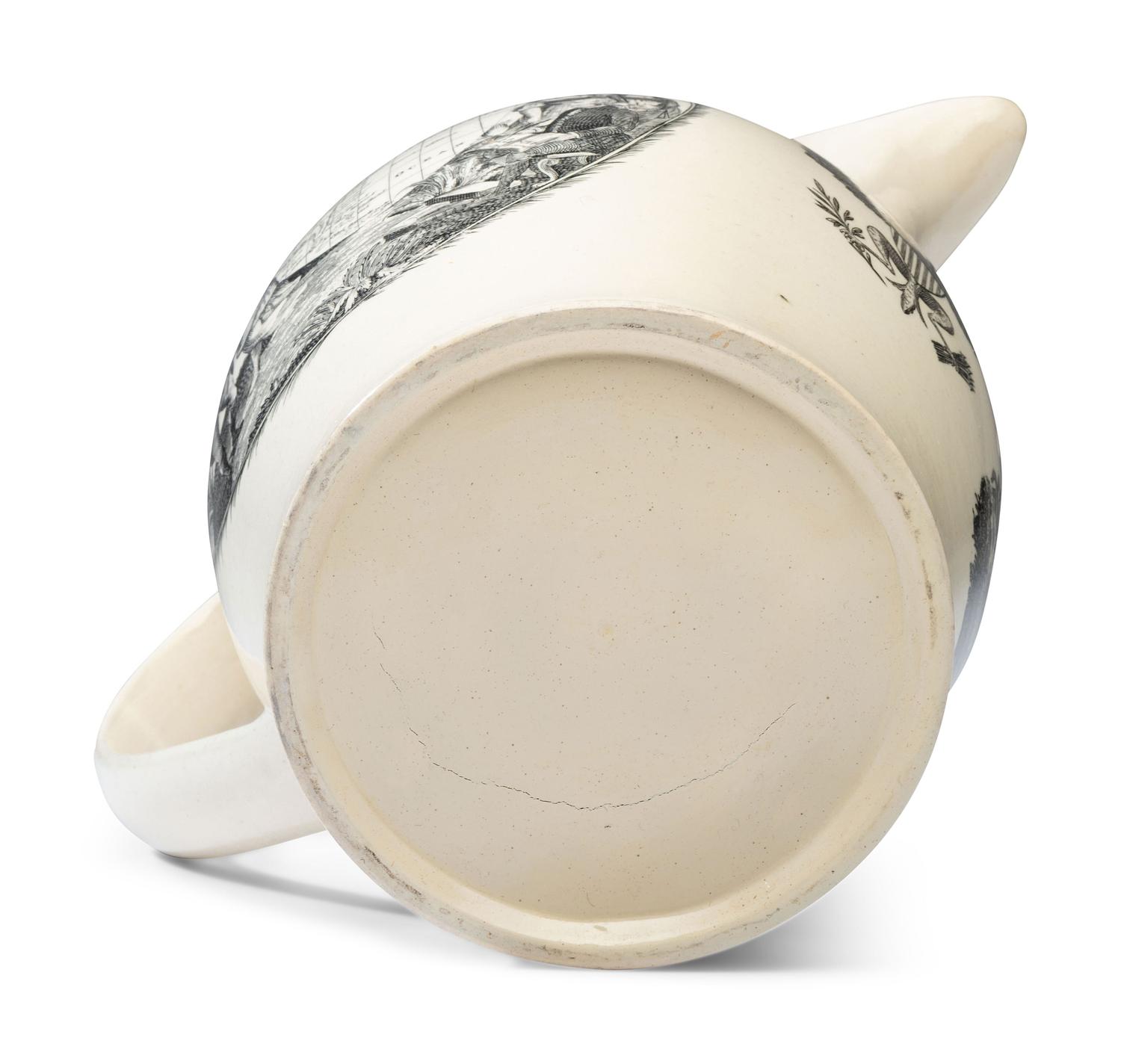 A Liverpool Transfer-Printed Creamware 'Peace, Plenty, and Independence' Pitcher