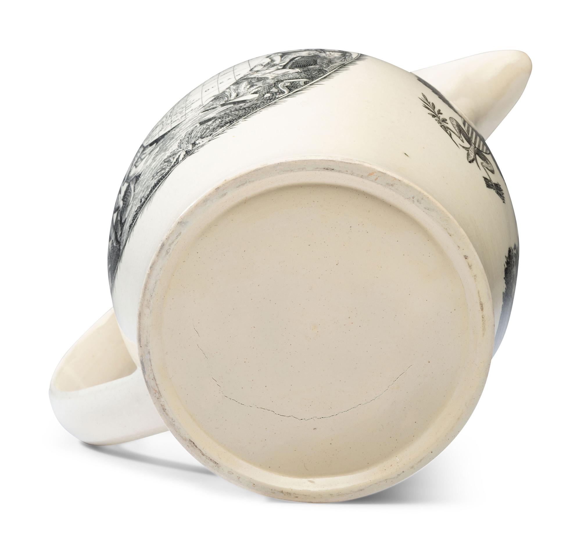 A Liverpool Transfer-Printed Creamware 'Peace, Plenty, and Independence' Pitcher